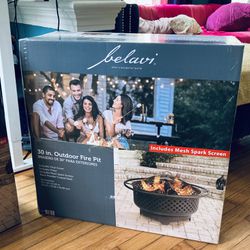 Belavi 30" Outdoor Wood Burning Heavy Duty Steel Fire Pit Stove BBQ Grill