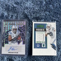 Jonathan Taylor 2 card lot - Autograph and Jersey card