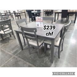 Gray  5 Piece Dining Table Set  48" x 36" x 30"H