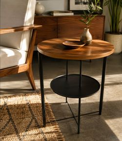 Round Industrial Side Table / End Table - Excellent Condition