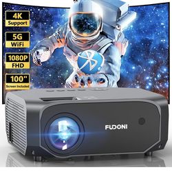 Projector with 5G WiFi and Bluetooth, 12000L Outdoor Movie Projector Native 1080P 4k Supported, Portable Projector with Screen, Home Theater Projector