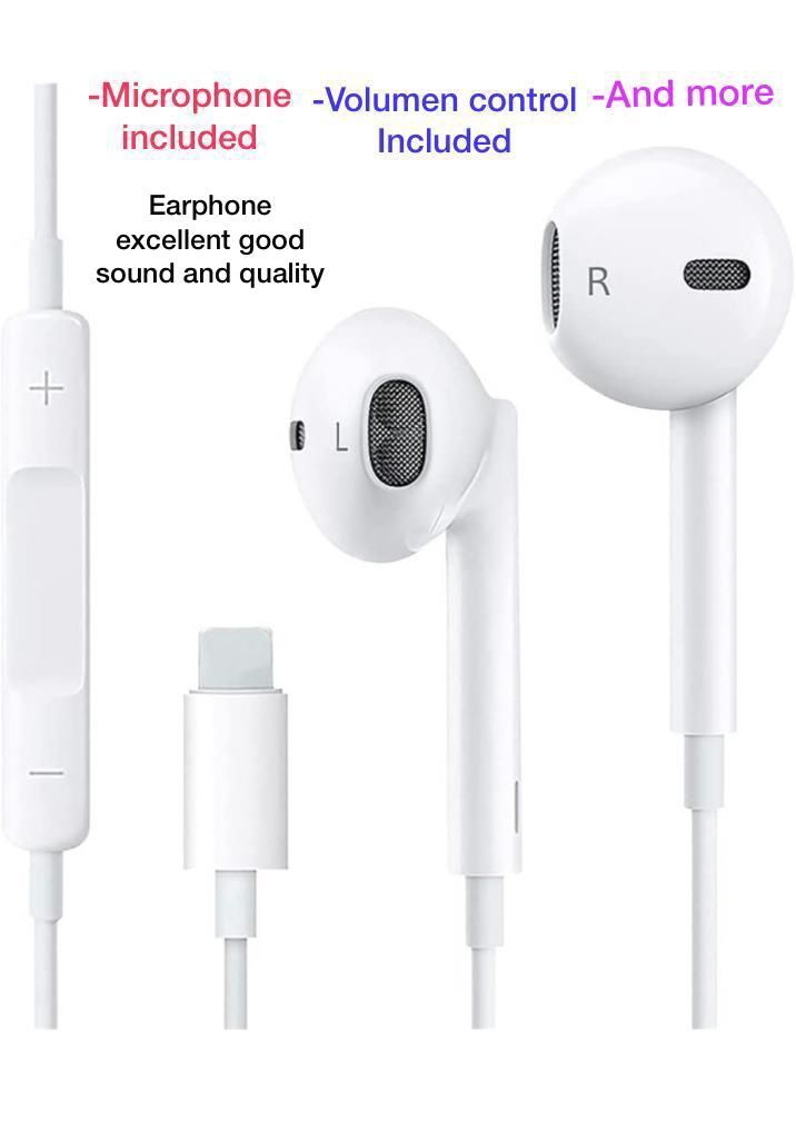 Earphone feat iphone with Lightning connector - WHITE - RMC 