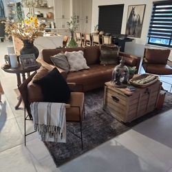 Caramel Faux Leather Sofa