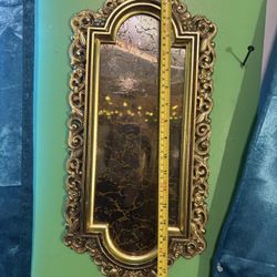 Hollywood Regency Ornate Gold-Tone Metal Wall Mirror