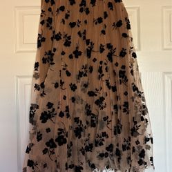 Long Velvet/tulle Skirt For Woman