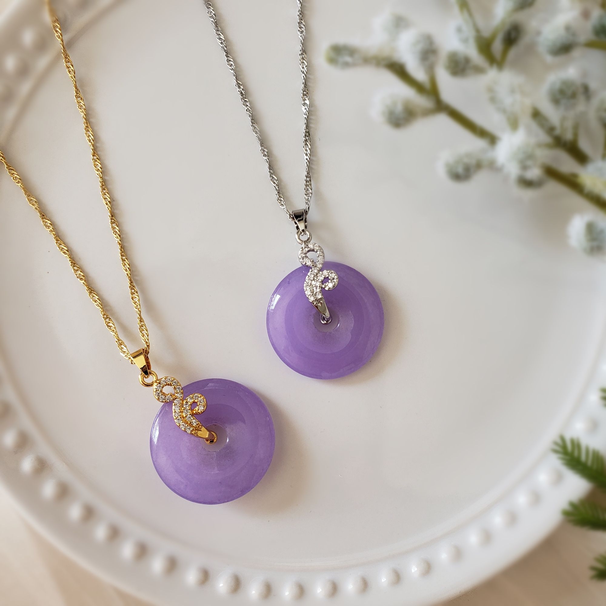  Genuine Jade Necklaces 18K Gold plated New