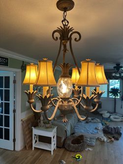 Pineapple Motif 6-Light Bronze Finished Chandelier