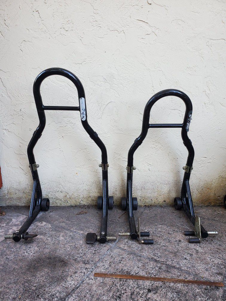 Front and rear Motorcycle stands.