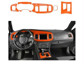 New Interior Trim Kit Cover Center Console Dashboard Panel Gear Shift Panel Trim Decoration Accessories for Dodge Charger 2015-2025, 6PCS (Orange)