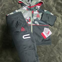 Reebok Baby  Boy Guard Printed Zip Hoodie and Jogger Pants Outfit Set, 2-Piece, Sizes 12M