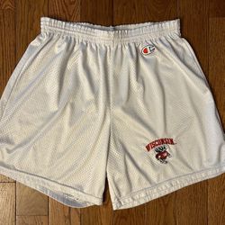 Wisconsin Badgers Champion Vintage White Sewn Shorts Size Large