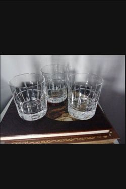 FINE CUT CRYSTAL OLD FASHIONED WHISKEY GLASS SET OF 3 - V100