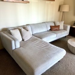 Aquarius II Light Grey 2 Piece 120" Sectional With Right Arm Facing Chaise