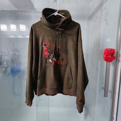 Rare Jordan X Travis Scott Cactus Jack Wasged Suede Hoodie 