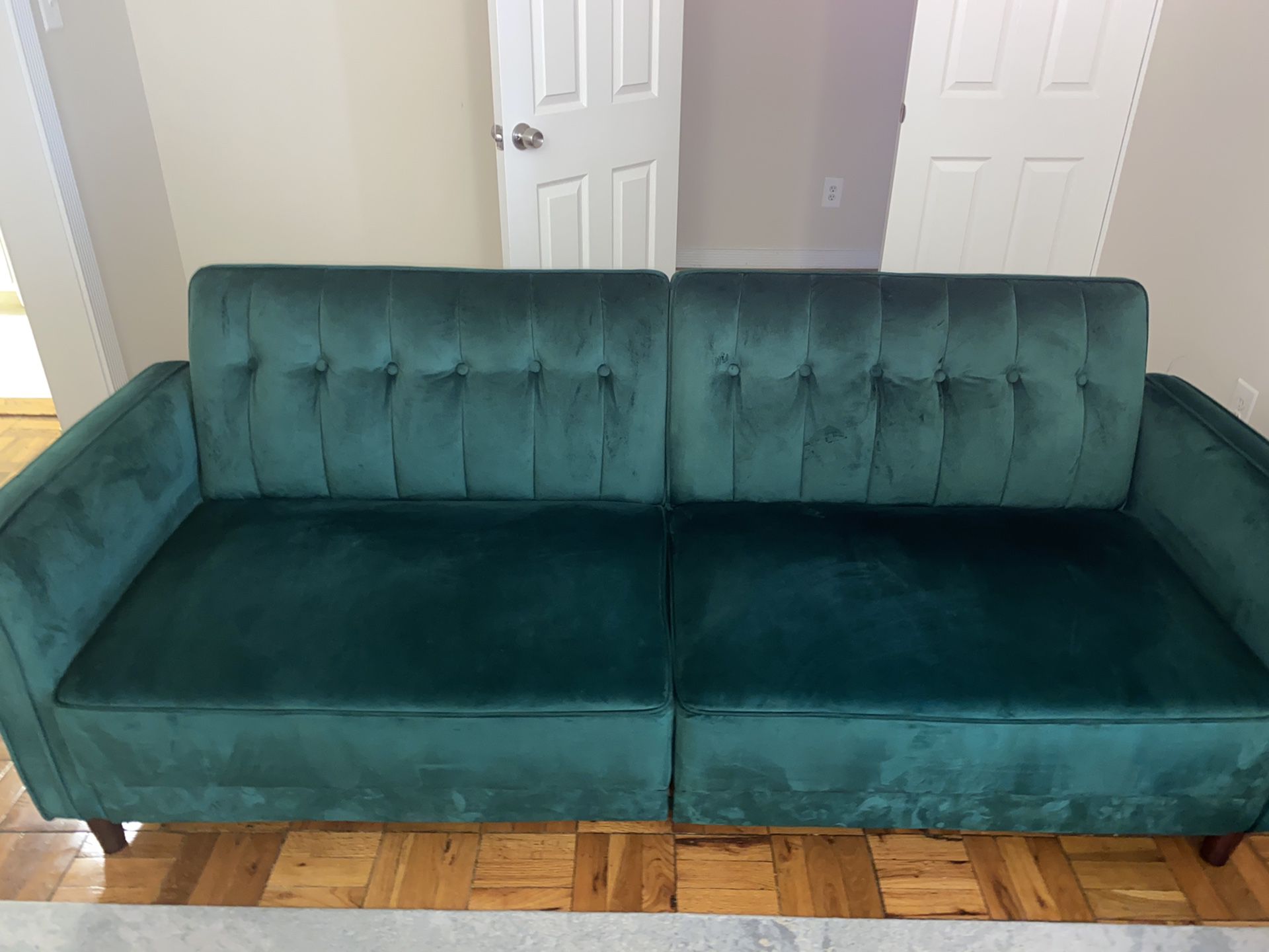 Wallace convertible futon sofa green velvet