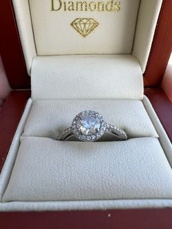 NATURAL Halo Diamond, Pave Band Ring
