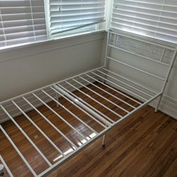 White Twin Size Metal Bedframe