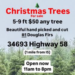 $50 Christmas Trees cut fresh a local family farm, ready to go $50 any size 4-9 feet