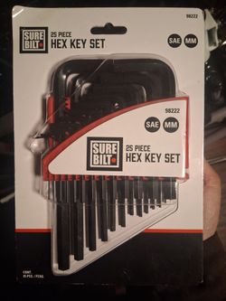 25 piece hex key set SAE & MM Allen wrench set.