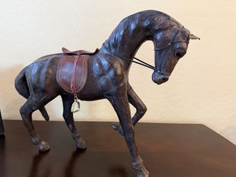 Vintage Leather Horse Sculpture