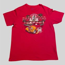 red hot rod racing car vintage 90’s graphic t shirt Size Large
