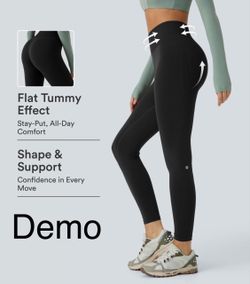 Halara Oneform Seamless Flow Mid Rise Tummy Control Butt Lifting Yoga Pants (7/8 Length; Large)