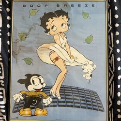 ORIGINAL Vintage Betty Boop Poster 1987 BOOP BREEZE 28x22” Dress & heart panties