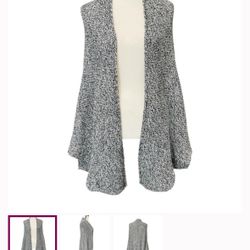 ASTR Grey Women's Open Shrug Front Knit Sweater - Black and White