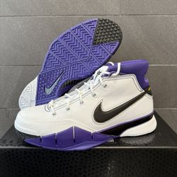 Nike Zoom Kobe 1 Protro 81 Points White Purple Black Leather Size 12 IM0542-100