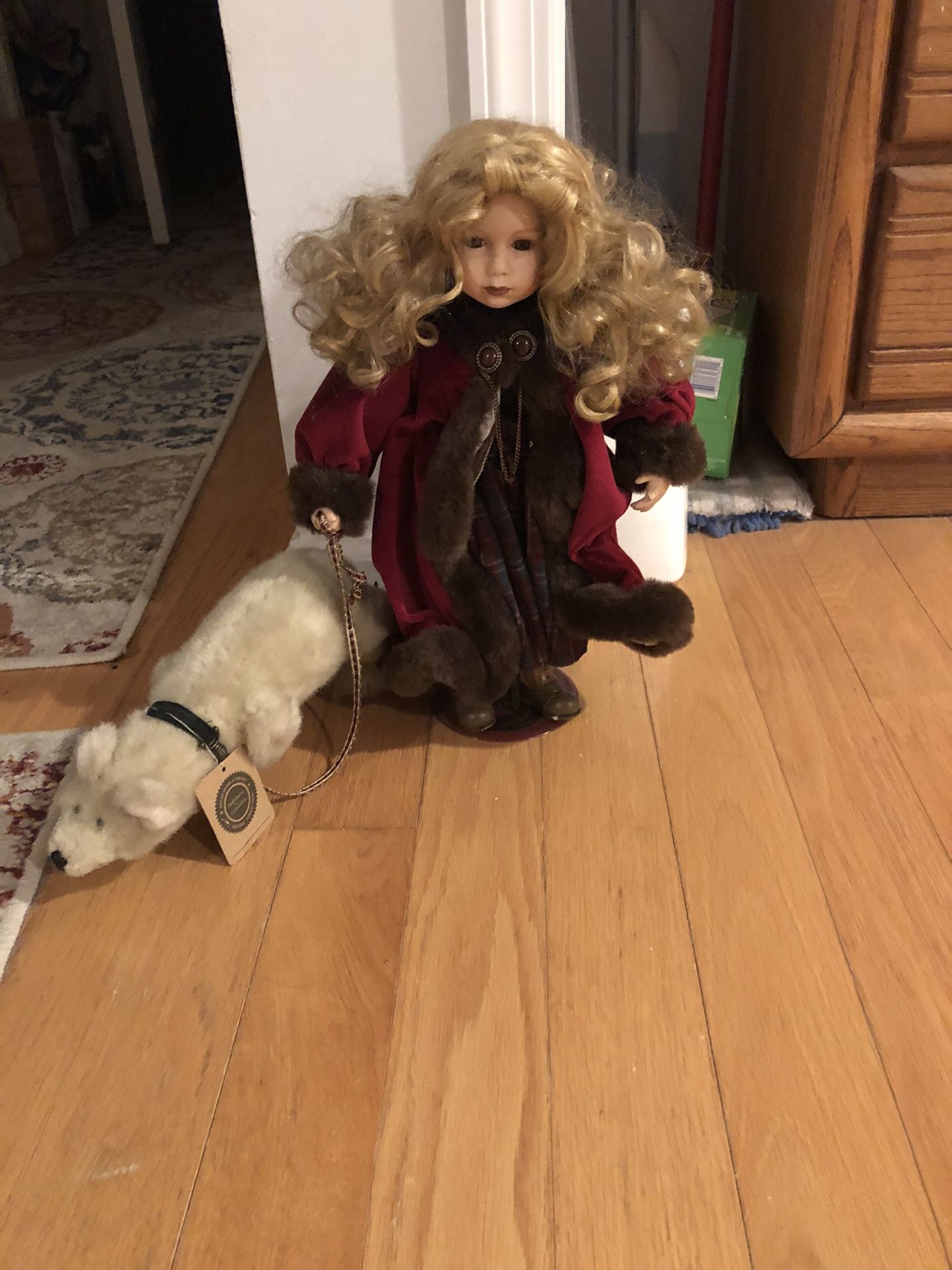 Beautiful Porcelain Boyd’s Bears And Friends Doll With Stuffed Bear