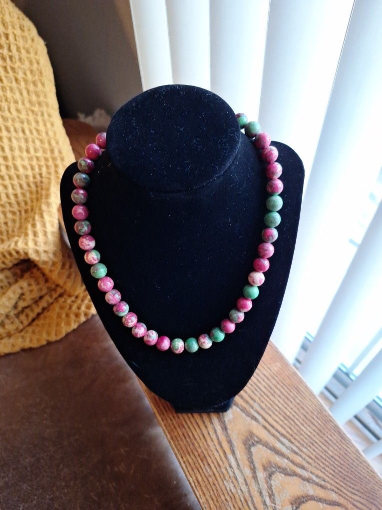 Watermelon Agate Bead Necklace