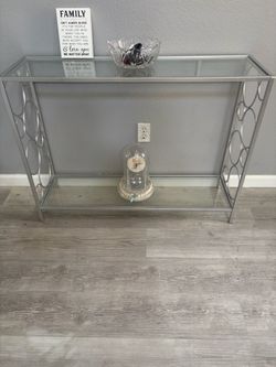 Silver glass top entry table