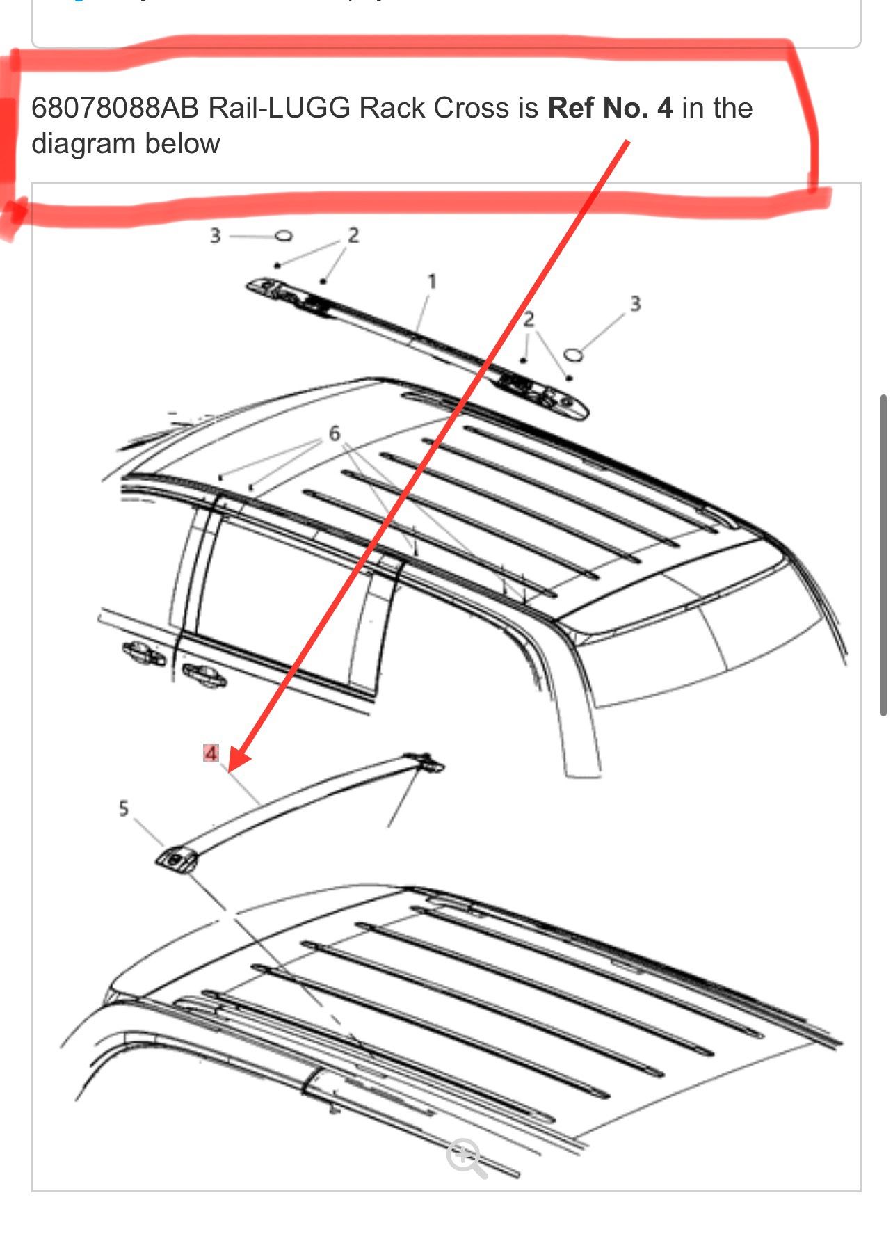 Rail LUGG Rack Cross for (2011-2020) Dodge Grand Caravan (OEM Part Mopar) - OBO!