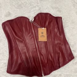 New 2xl red faux leather corset top gothic renaissance costume cosplay Pirate