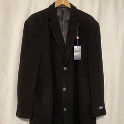 Men’s Black Wool Coat Size 50 Regular 
