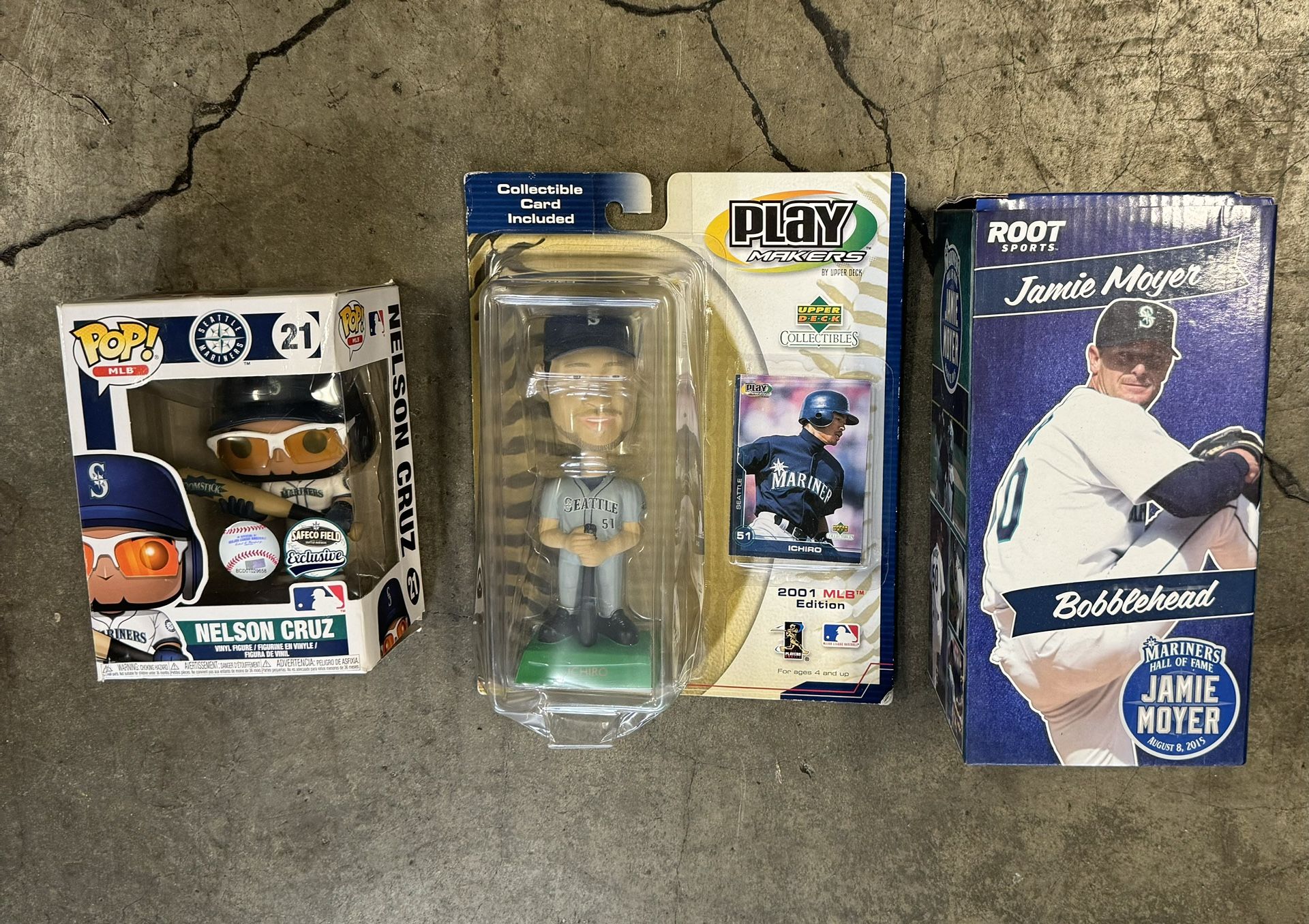 Ichiro 2001 Bobblehead, Nelson Cruz Funko Pop, Jamie Moyer...