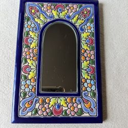 Small SPAIN Cercolon Pintado A Mano Con Esmaltes Colourful Enameled Mirror
