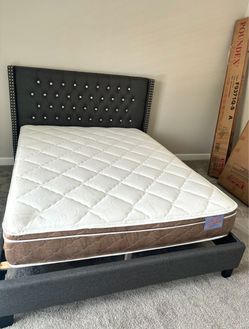 New Queen bed frame with mattress