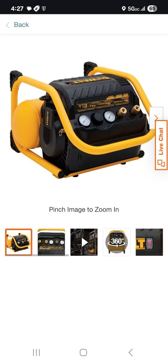 Dewalt Heavy Duty Quiet 2.5gal Air Compressor 200psi