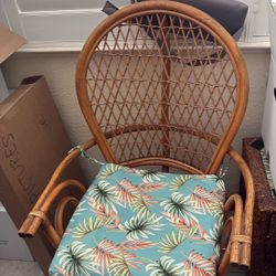 Rattan Dinning w/ glass table 2 rattan Chairs 