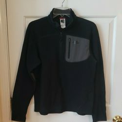 The North Face Black & Gray 1/4 Zip Fleece Sweatshrt Size: Mens Small