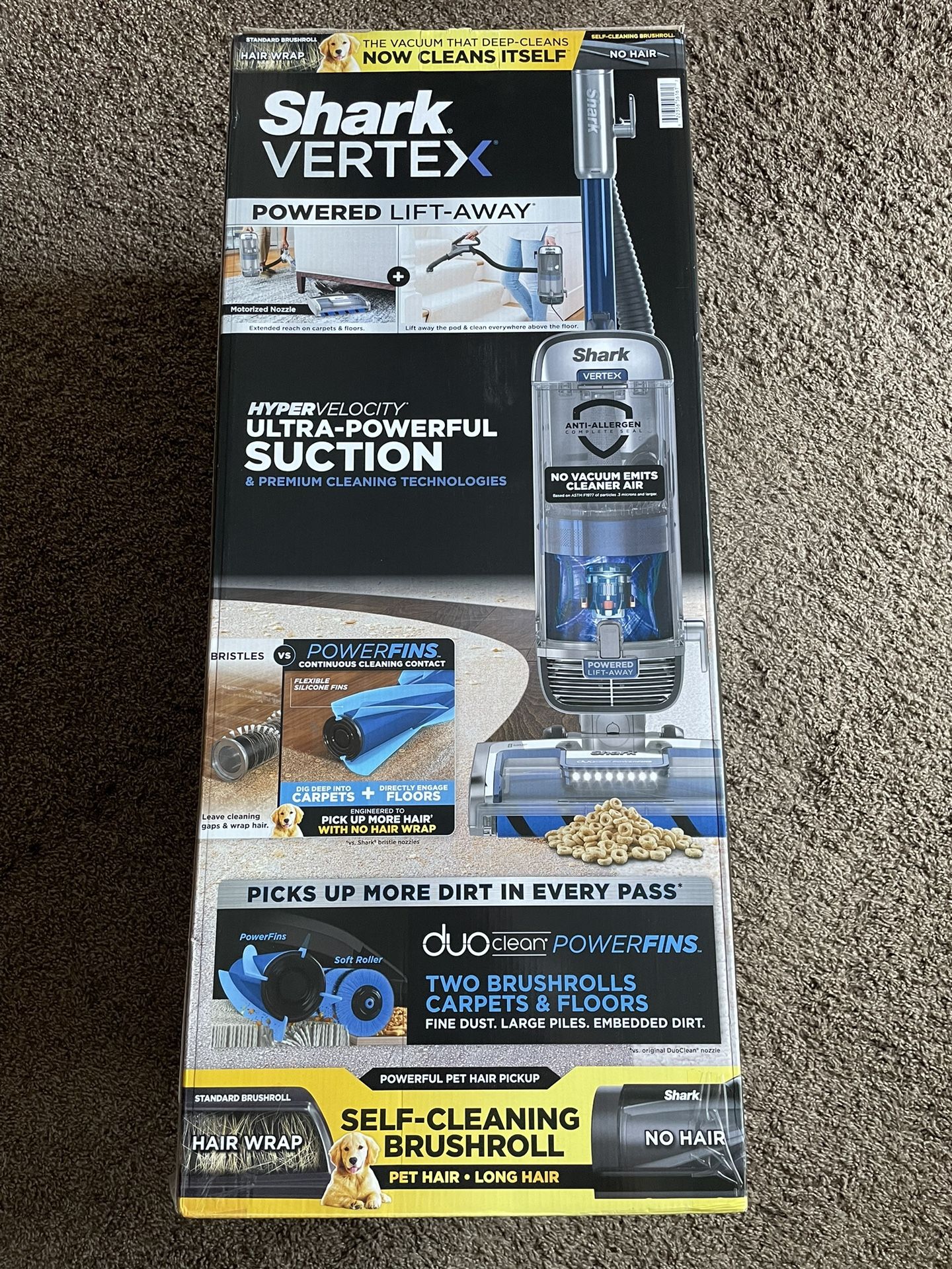 Brand New Shark Vertex DuoClean PowerFin Upright Vacuum Powered Lift-Away, Self-Cleaning Brushroll