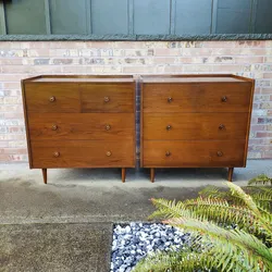 Mid Century Modern Solid Walnut 4 Drawer Dressers Credenzas Vintage