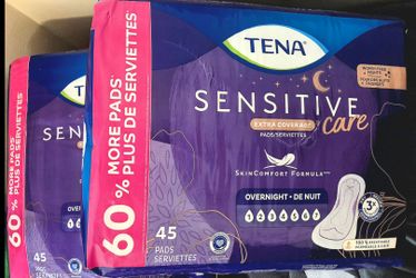 TENA Sensitive Care Extra Coverage Overnight Pads – 2 Packs