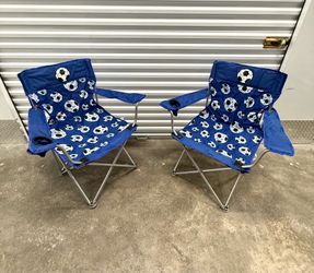 Ozark Trail Soccer Ball Folding Camping Chairs Set of 2 w/ Cup Holders