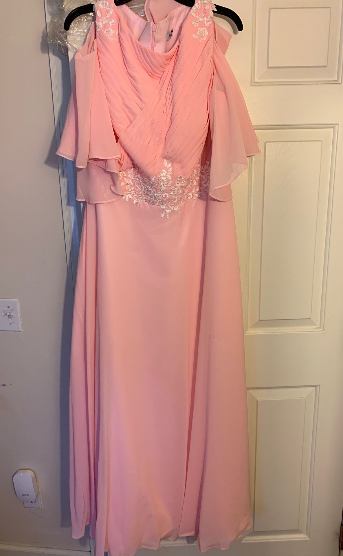 Bare shoulder, pink bridesmaid dress-14/16