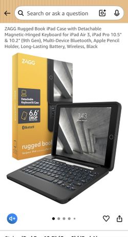 ZAGG Rugged Book iPad Case with Detachable Magnetic-Hinged Keyboard for iPad Air 3, iPad Pro 10.5" & 10.2" (9th Gen), Multi-Device Bluetooth, Apple Pe