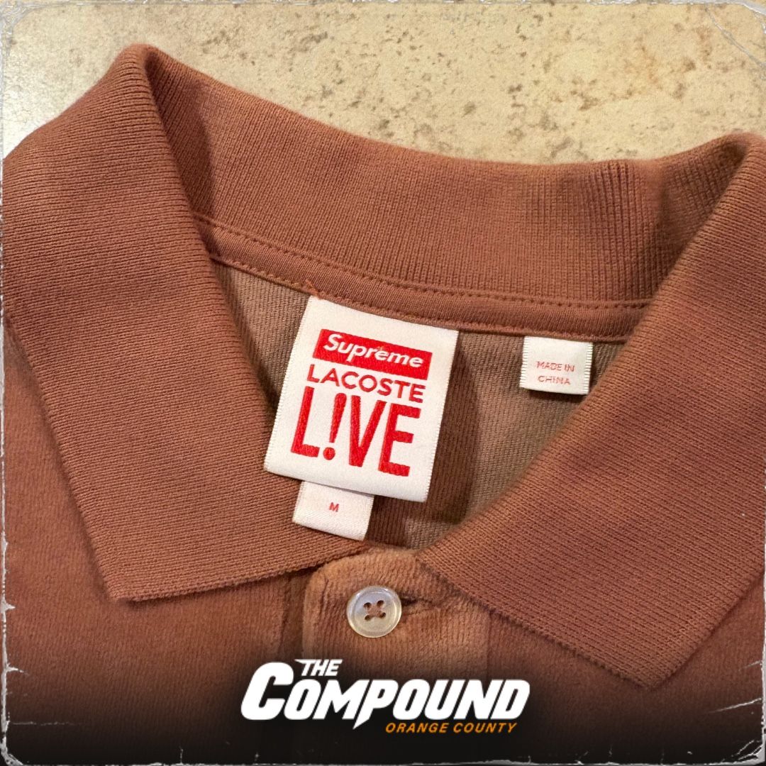 Supreme x Lacoste SS18 Velour Polo Tee Light Maroon Medium Used