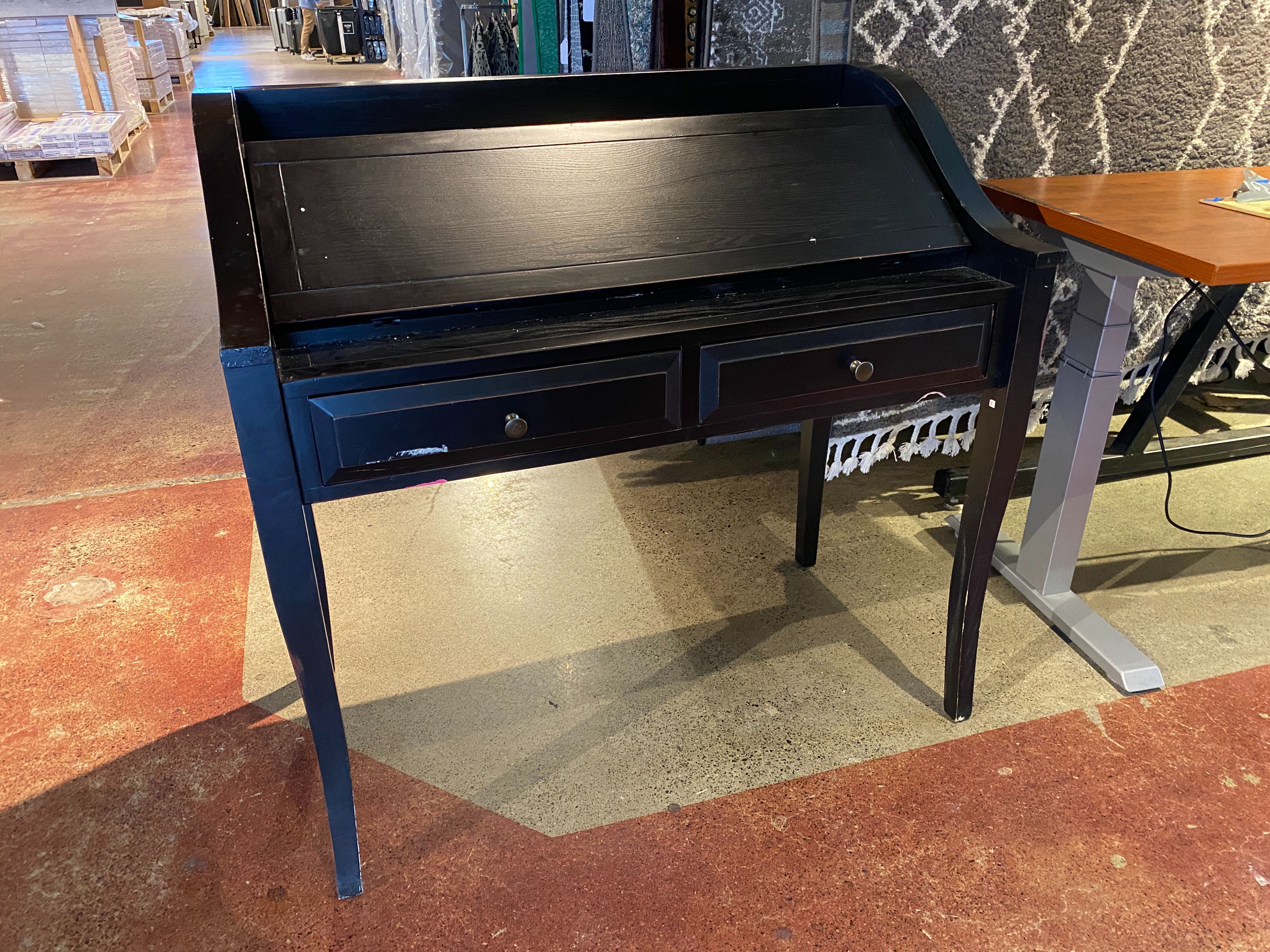 Black Wooden Fold Down Writing Desk