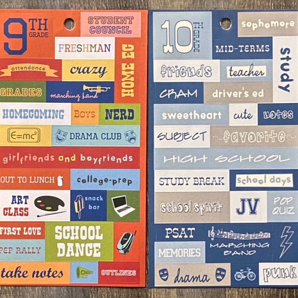 New 9th & 10th Grade High School Scrapbook Stickers